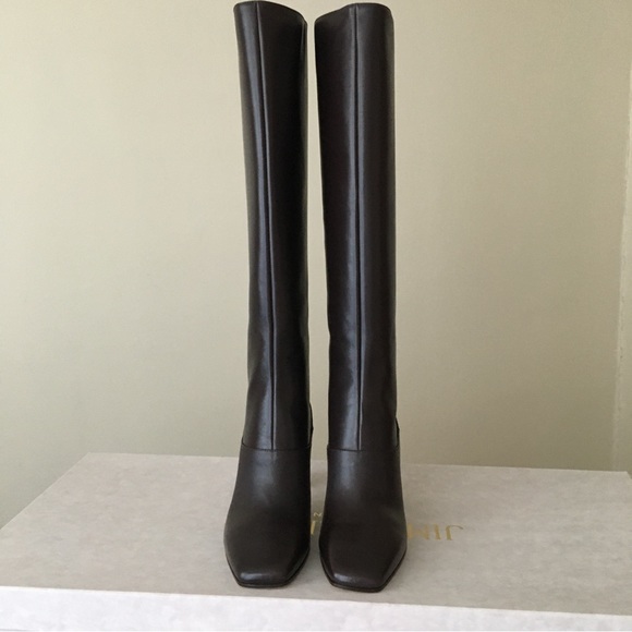 Jimmy Choo MAHESA 85 Square Heel Knee Hight Dark Brown Calf Leather Wome… - Picture 6 of 16